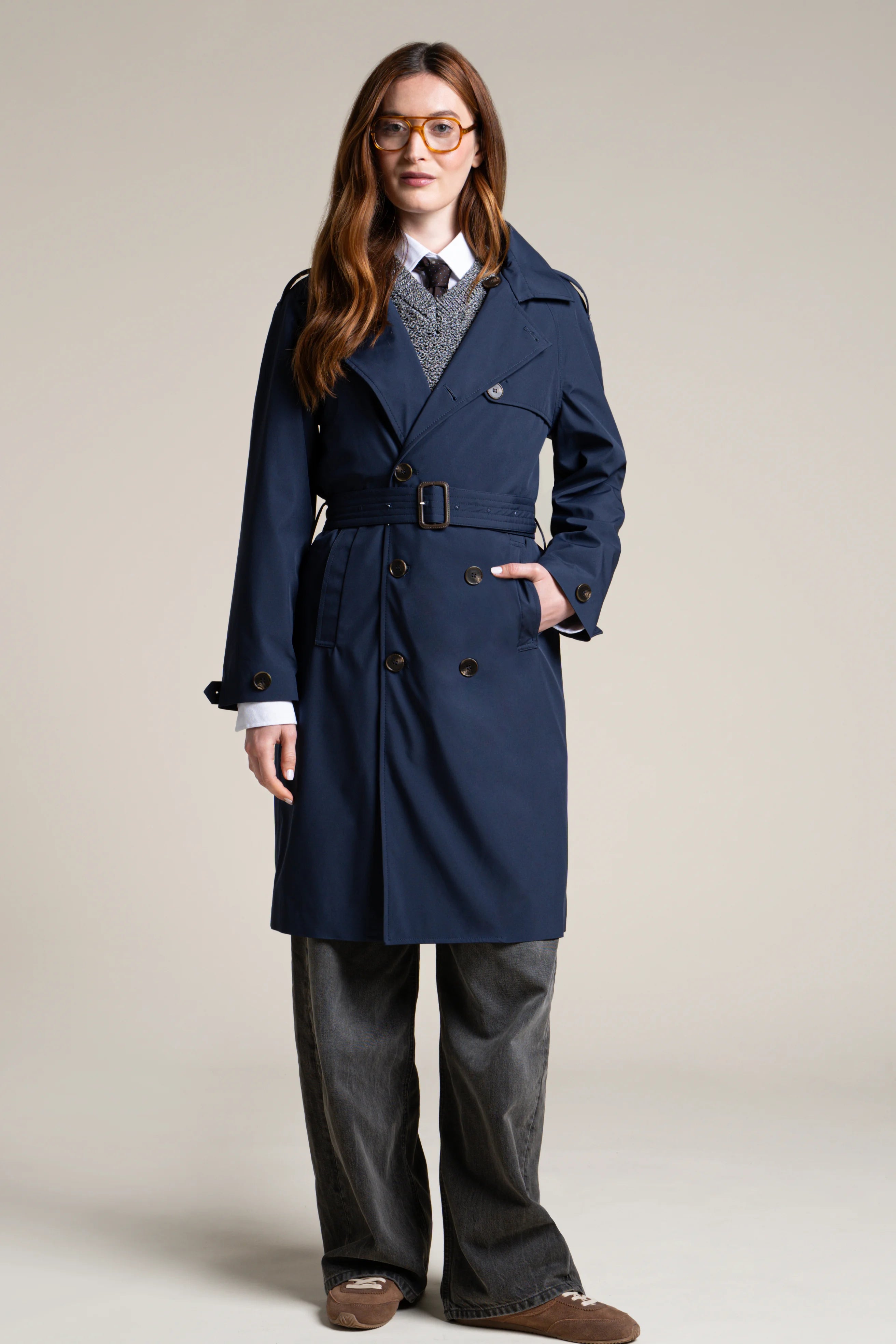 Montaigne Trench Imperméable Mi-Long Flotte