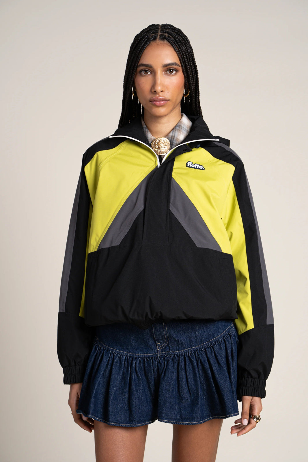 Abbesses - Veste sport tricolore - Flotte couleur ombre matcha anthracite 