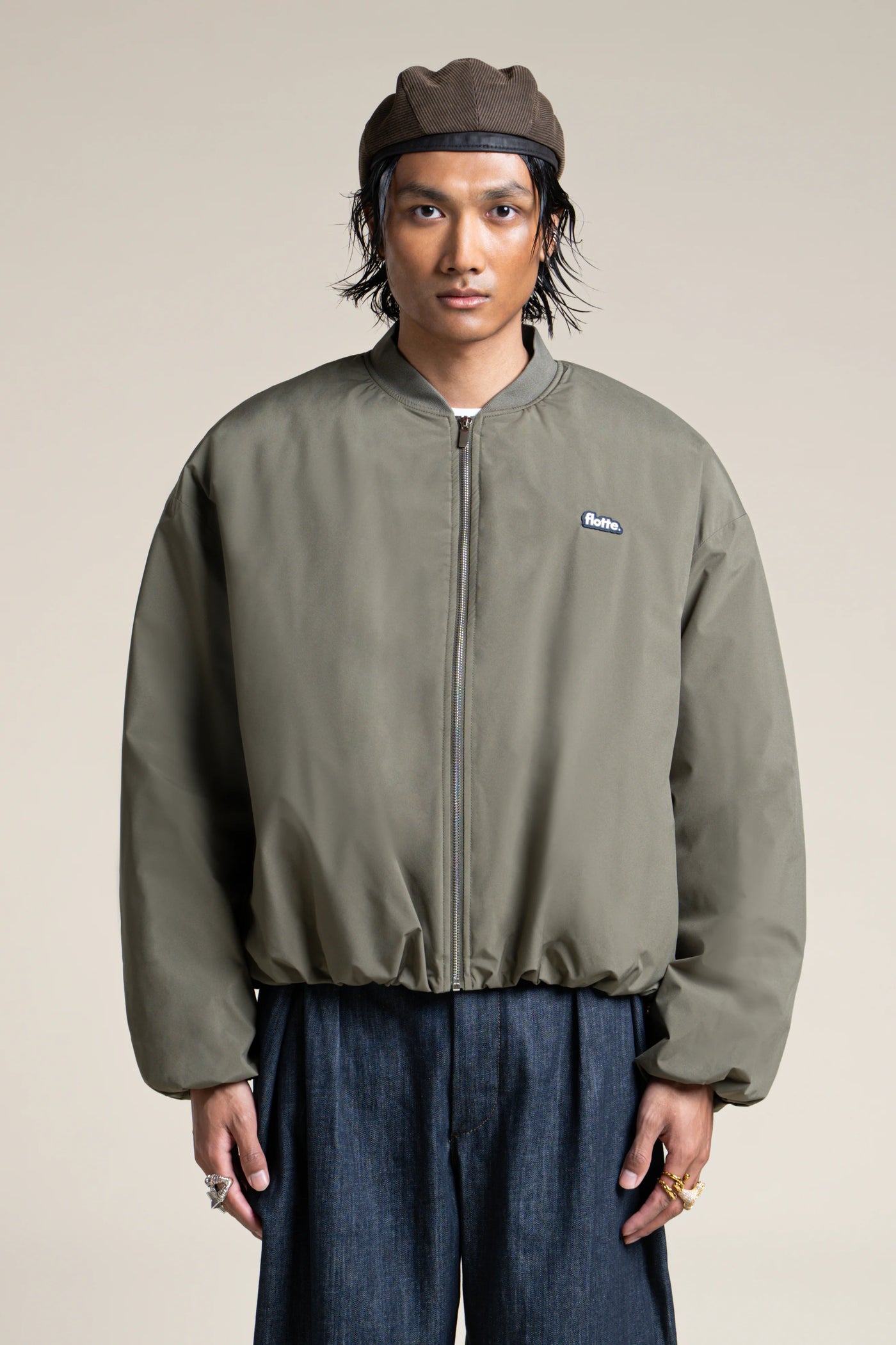 Alésia- Veste Bomber - Flotte couleur kaki 