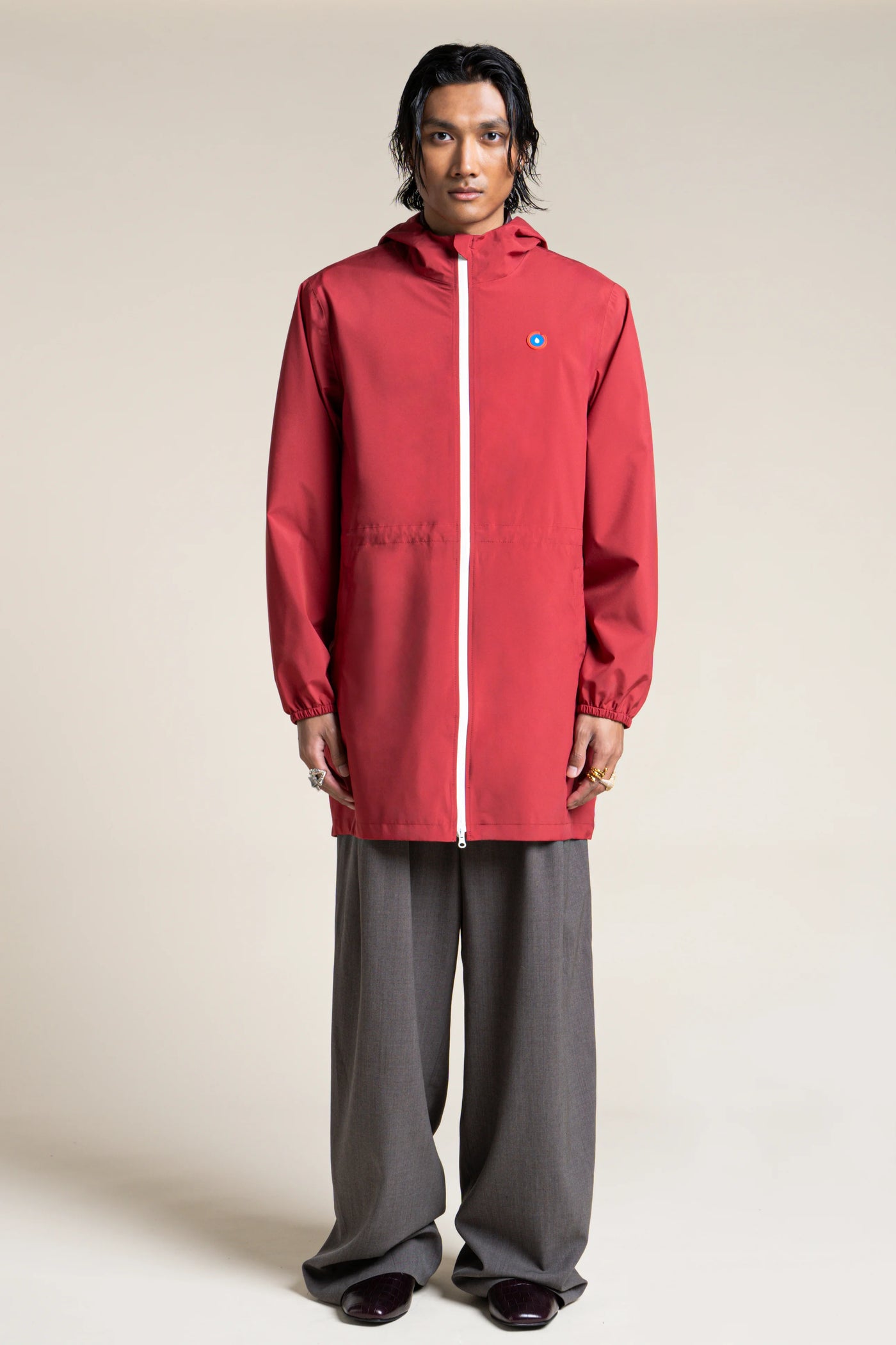 Amelot Couleur - Imperméable long - Flotte #couleur_cerise