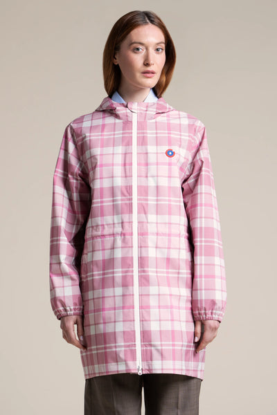 Amelot Imprimé - Imperméable Long - Flotte imprimé tartan rose #couleur_tartan-rose