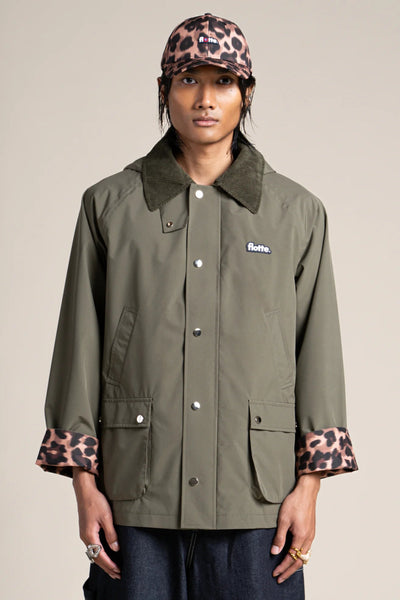 Archives - Imperméable inspiré des vestes de chasse avec col et manches contrastés imprimé new leopard - Flotte couleur kaki #couleur_kaki-new-leopard