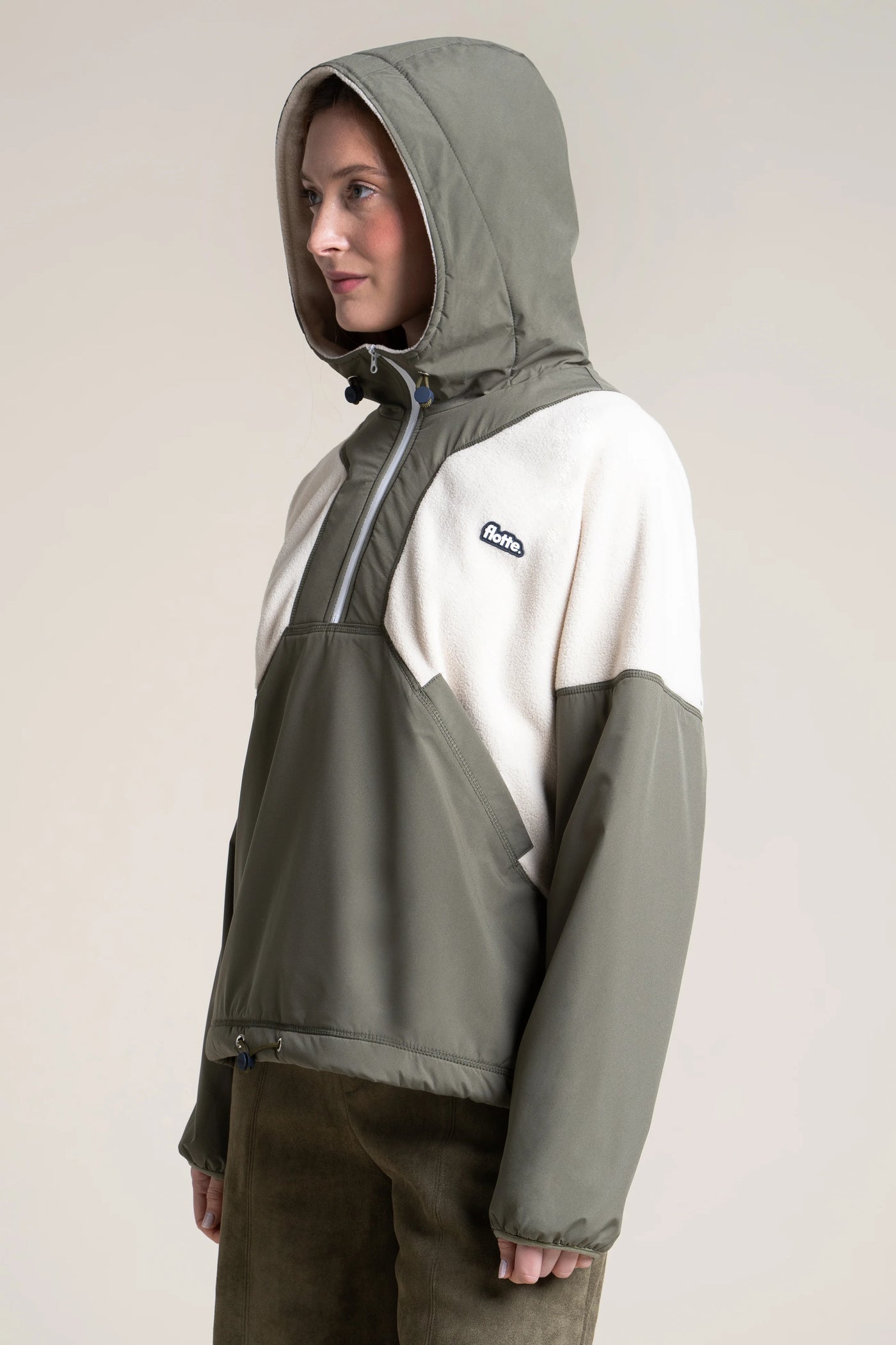 Bel Air - Hoodie Polaire - Flotte #couleur_kaki-coquille