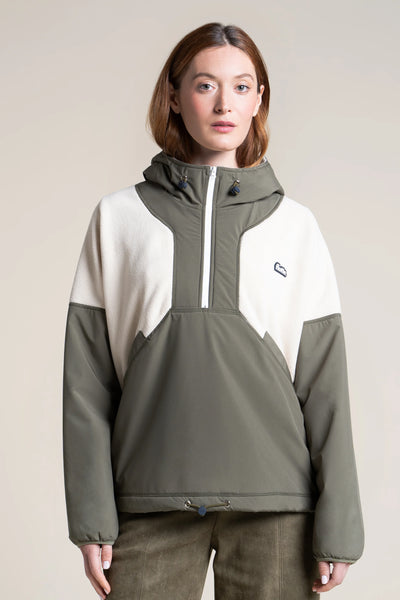 Bel Air - Hoodie Polaire - Flotte #couleur_kaki-coquille