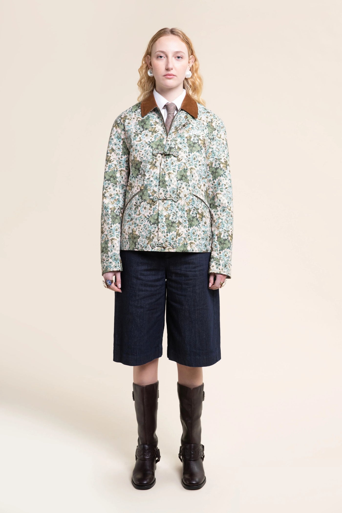 carnot veste imperméable à brandebourgs imprime jardin eden 