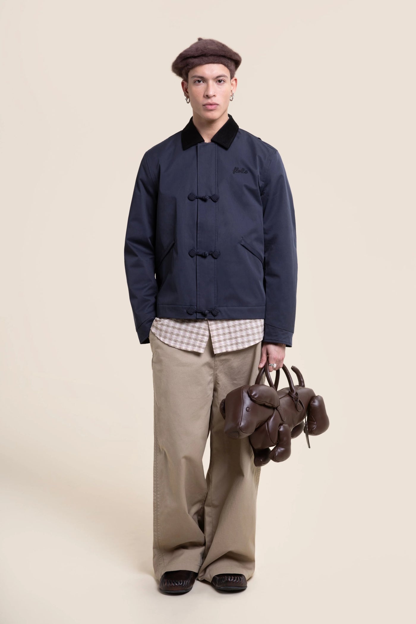 carnot veste imperméable à brandebourgs indigo bleu marine 