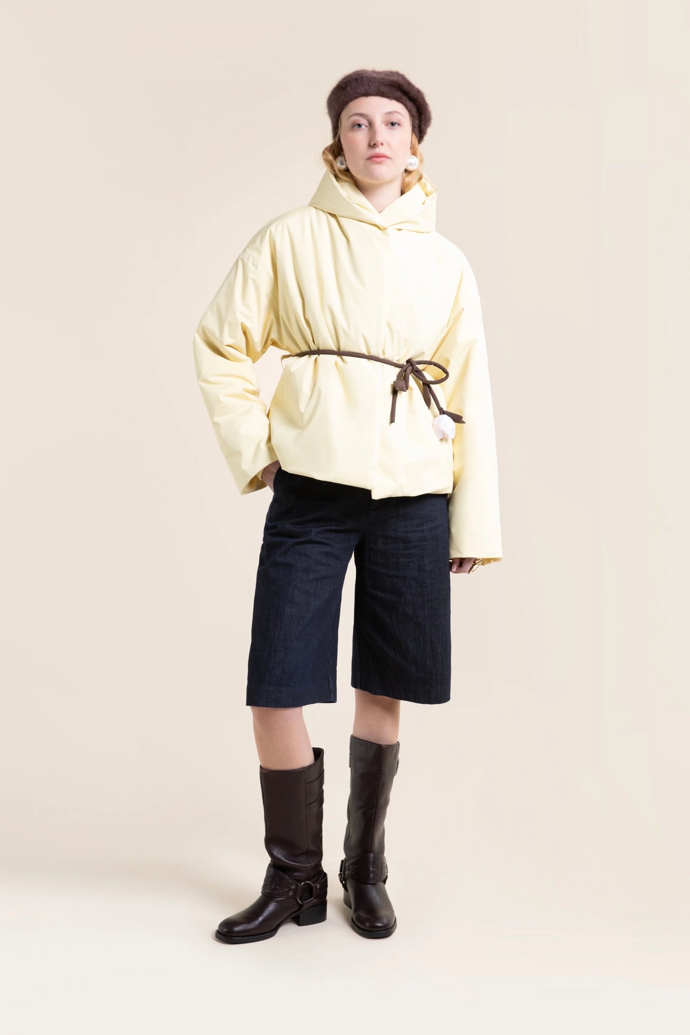 Clery doudoune cache-cœur imperméable butter jaune clair 
