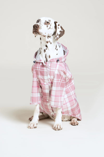 Impermeable Boulogne pour chien -Flotte #couleur_tartan-rose