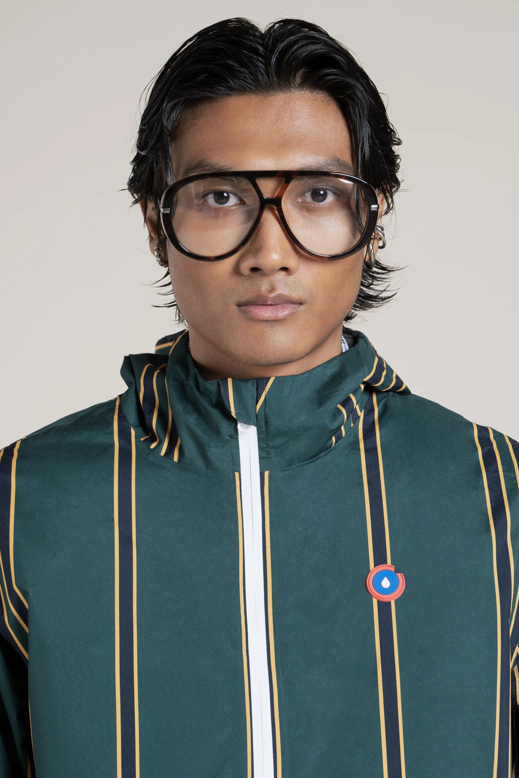 Passy - Imperméable Coupe-vent Court - Flotte couleur #couleur_sapin-raye