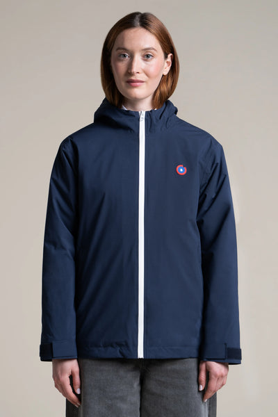 Parka courte imperméable Lazare doublée en polaire #couleur_indigo