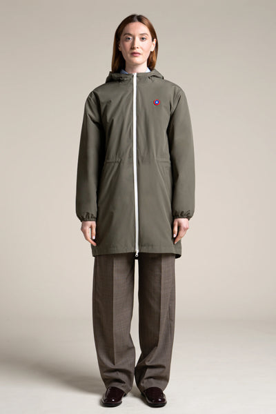 Veste longue imperméable et doublée Polaire #couleur_kaki