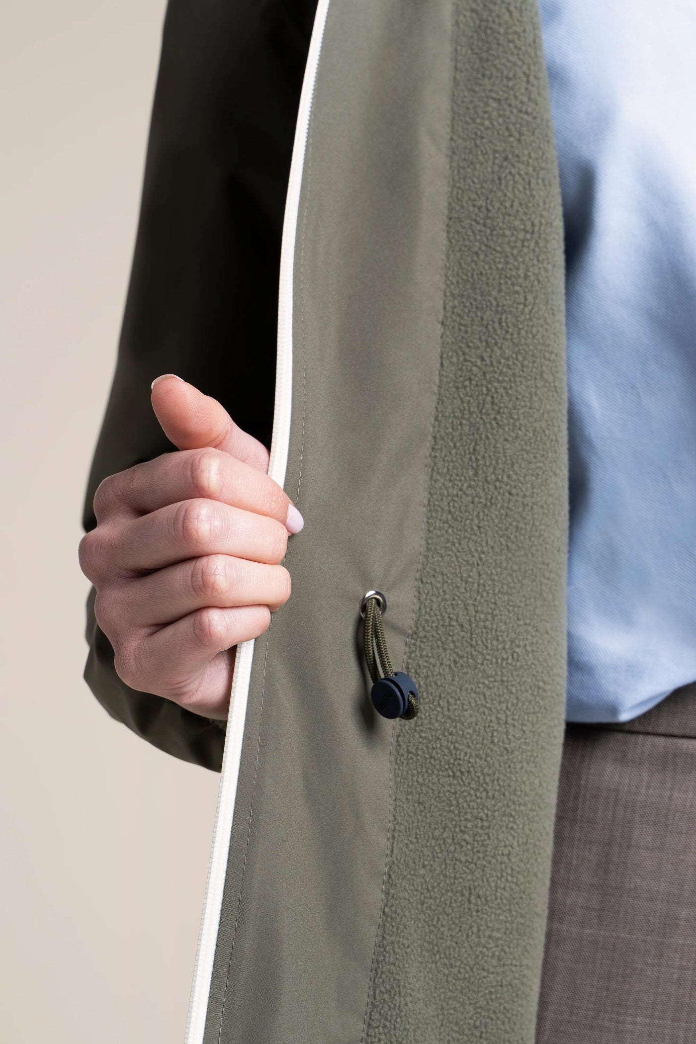 Veste longue imperméable et doublée Polaire #couleur_kaki