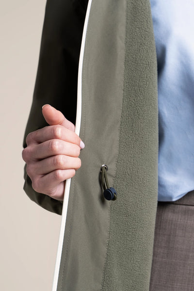 Veste longue imperméable et doublée Polaire #couleur_kaki