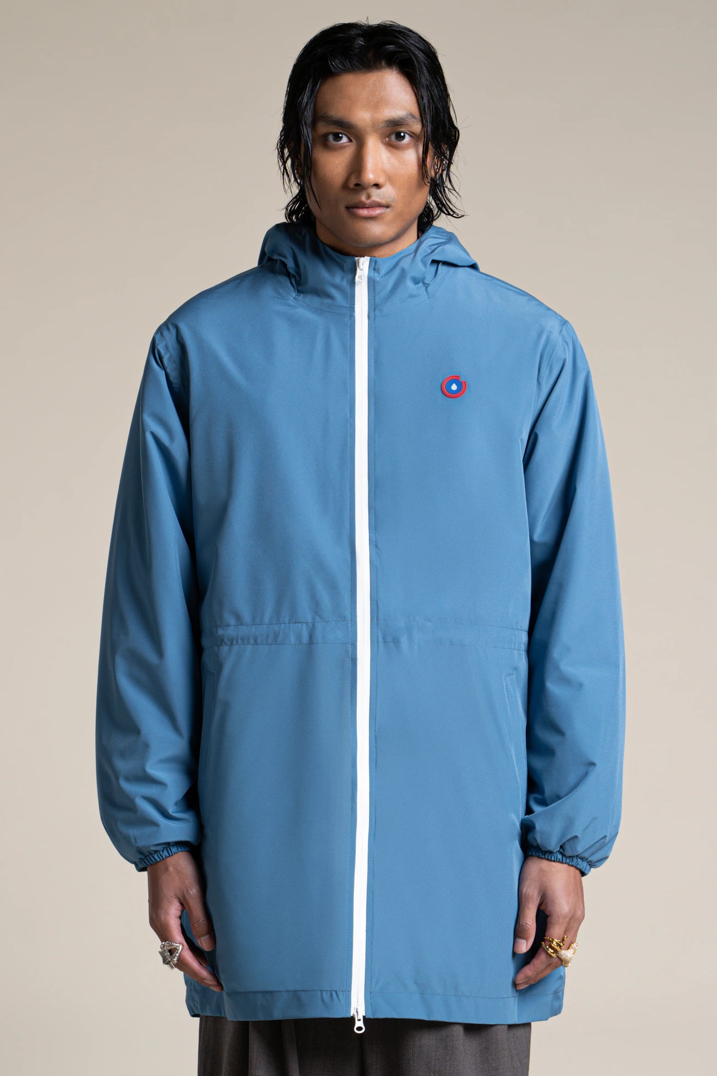 Veste longue imperméable et doublée Polaire #couleur_orage