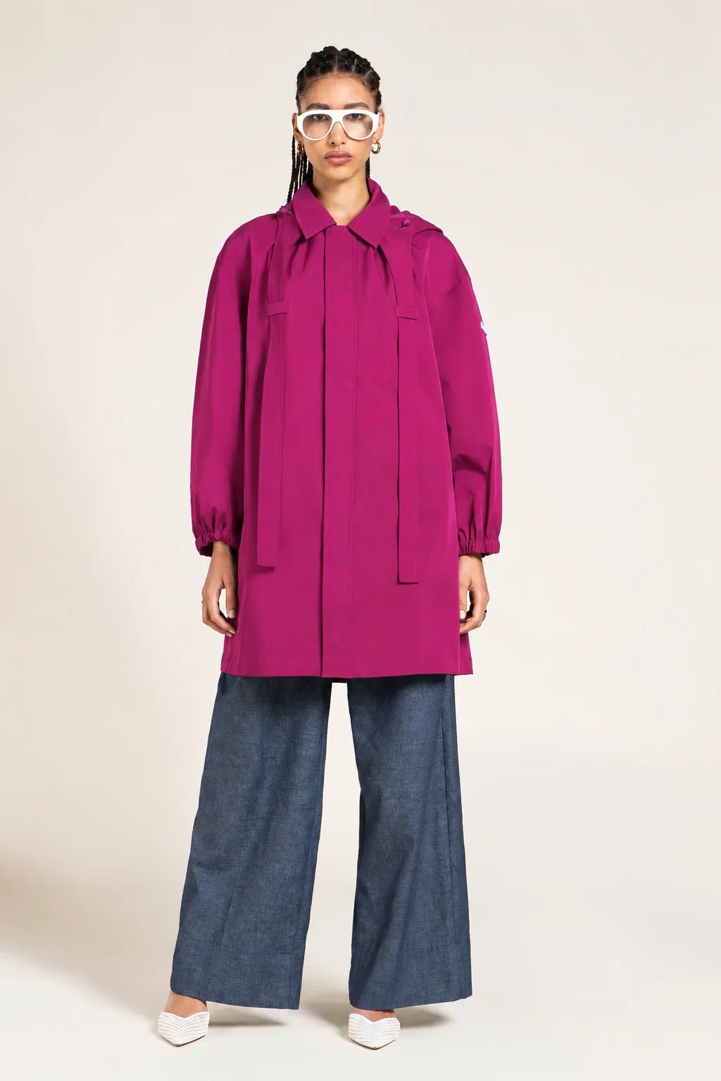 Richelieu - Long Gabardine Trench Coat - Flotte - raspberry color 