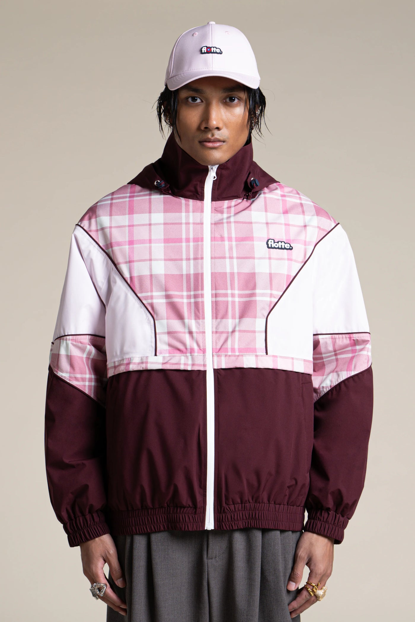 SAINT MARTIN veste imperméable #couleur_prune-tartan-rose