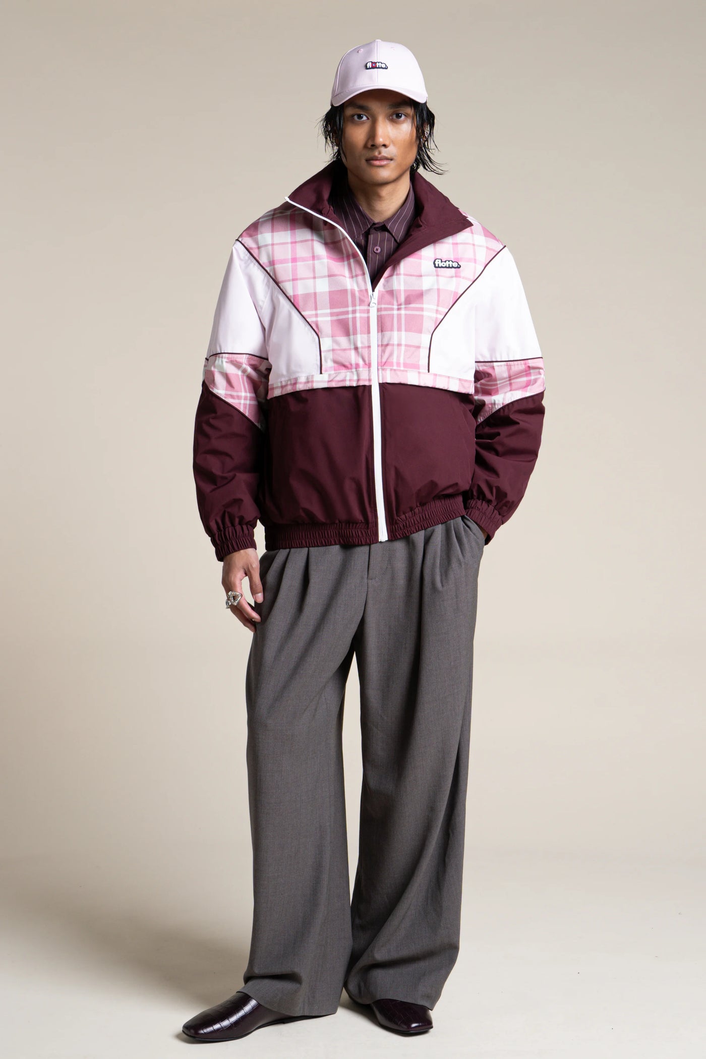 SAINT MARTIN veste imperméable #couleur_prune-tartan-rose