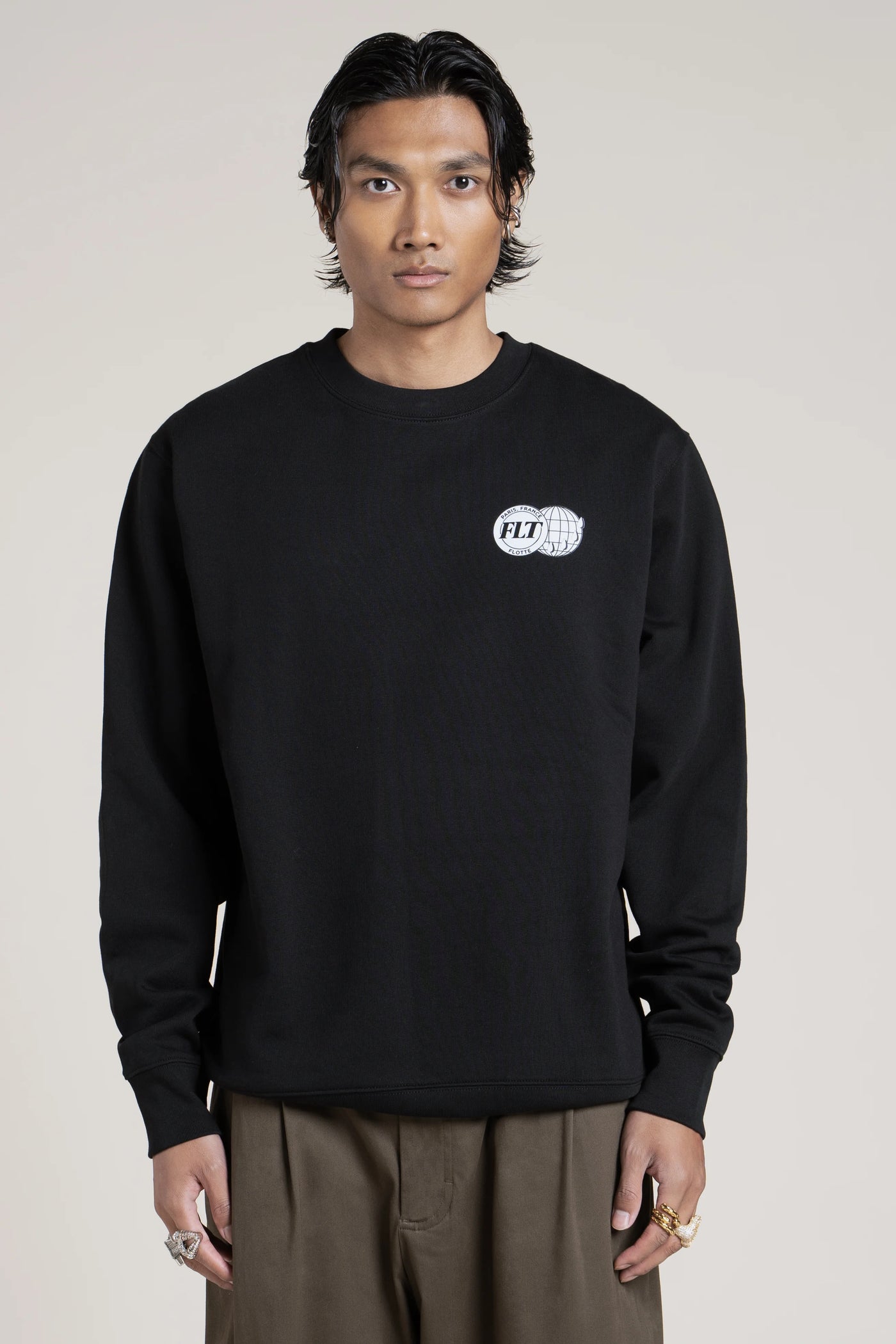 Turgot - Sweat en coton motif World Globe - Flotte 