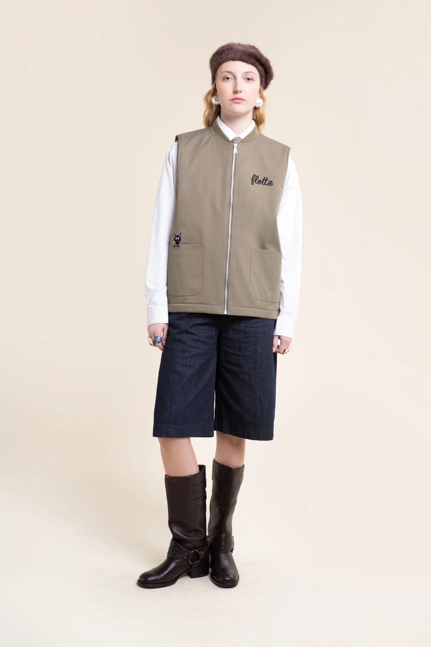 turot gilet sans manches doublure sherpa kaki 