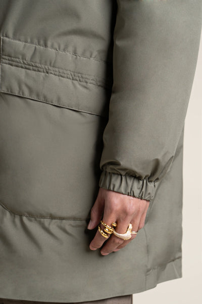 Varenne - Doudoune Longue Reversible - Flotte #couleur_kaki-coquille