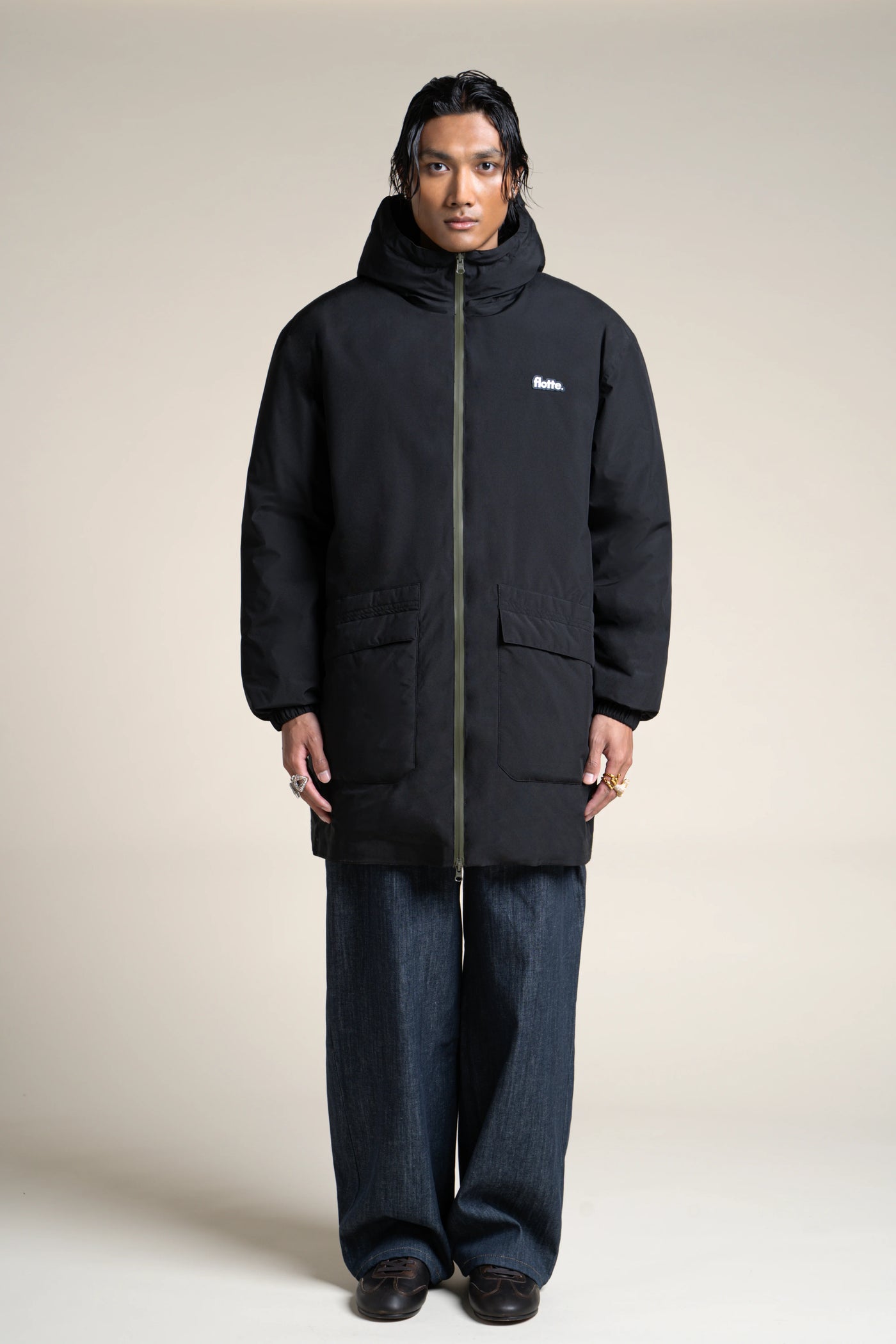 Varenne - Doudoune Longue Reversible - Flotte #couleur_ombre-kaki