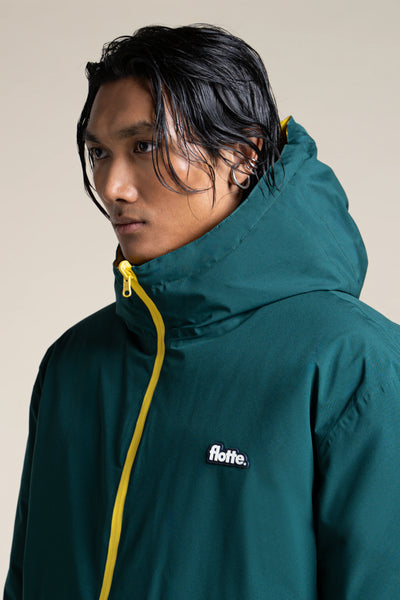 Varenne - Doudoune Longue Reversible - Flotte #couleur_sapin-citron