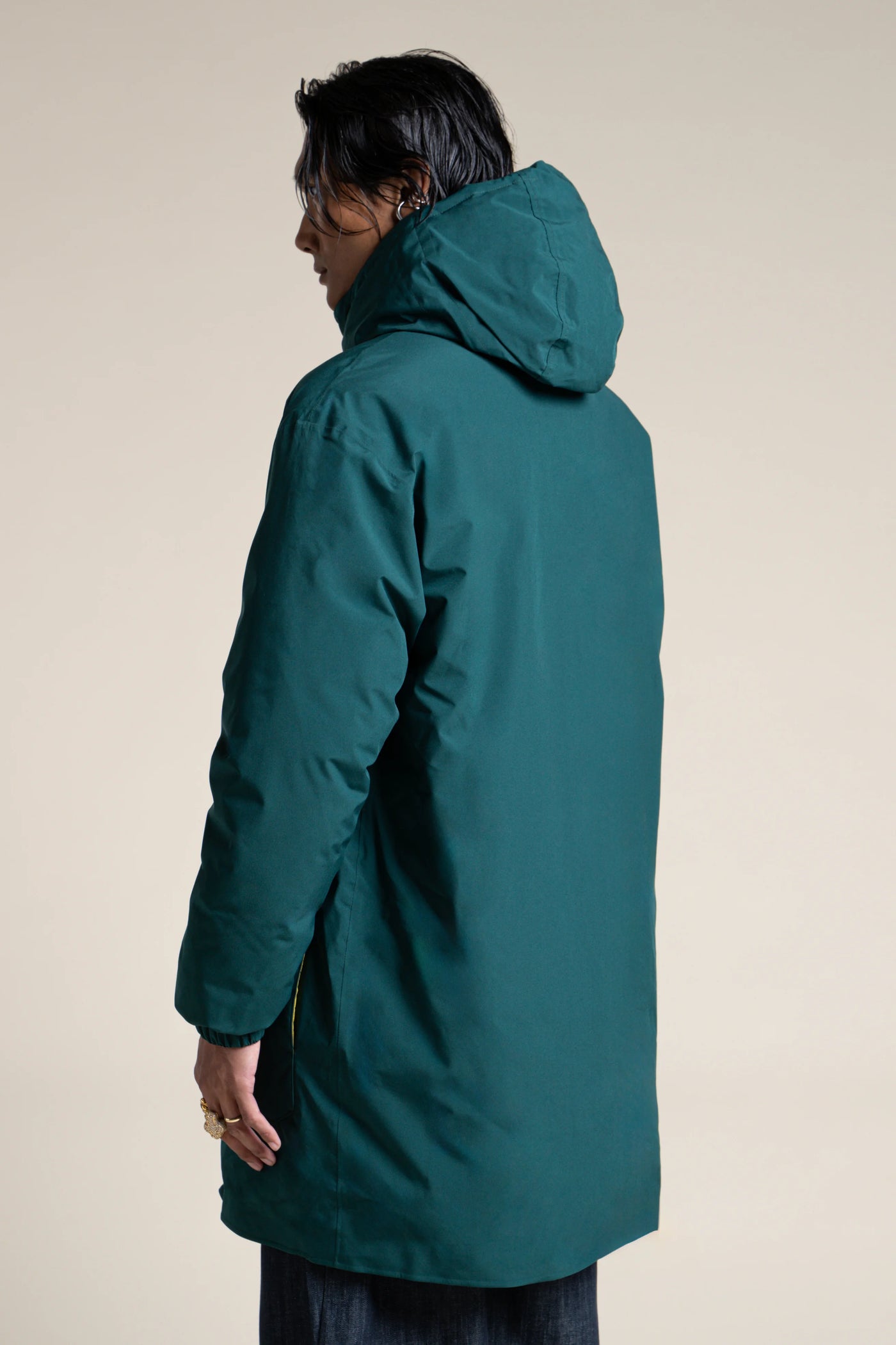 Varenne - Doudoune Longue Reversible - Flotte #couleur_sapin-citron