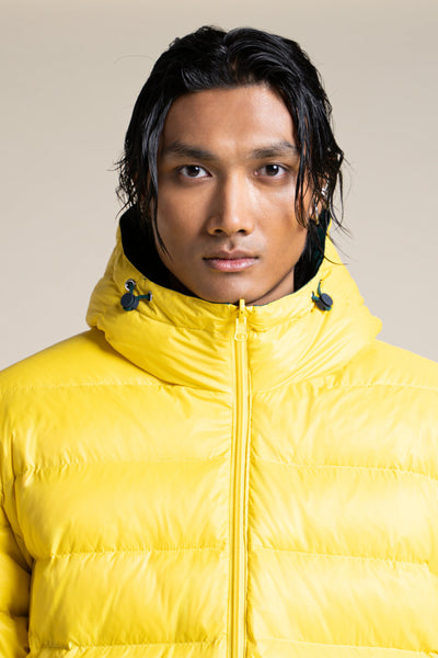 Varenne - Doudoune Longue Reversible - Flotte #couleur_sapin-citron