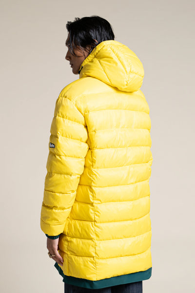 Varenne - Doudoune Longue Reversible - Flotte #couleur_sapin-citron