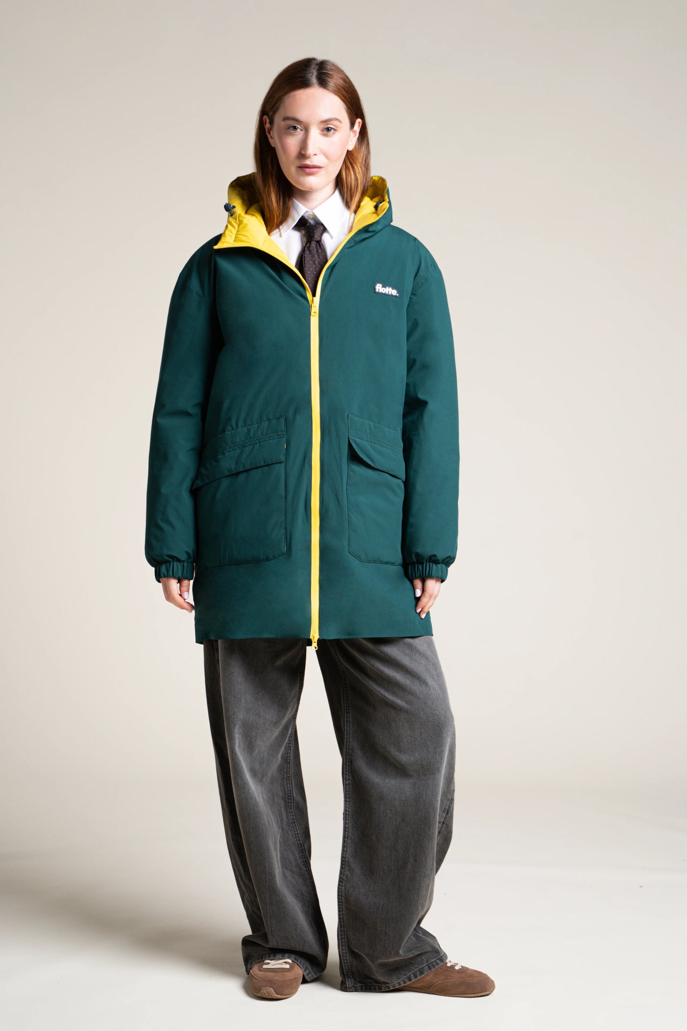 Varenne - Doudoune Reversible - Flotte #couleur_sapin-citron