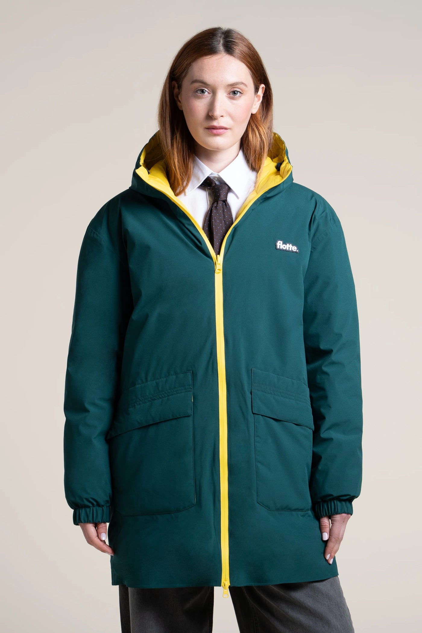 Varenne - Doudoune Reversible - Flotte #couleur_sapin-citron