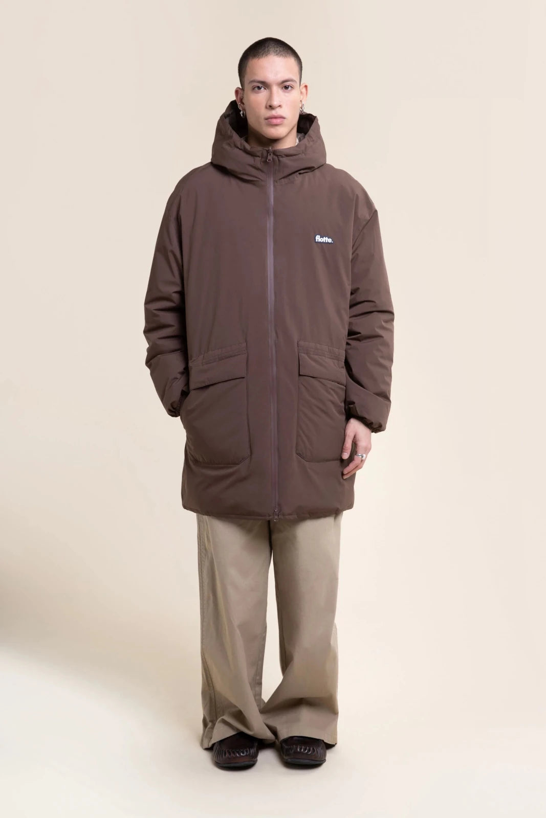 Varenne - Doudoune Longue Reversible - Flotte chocolat marron 