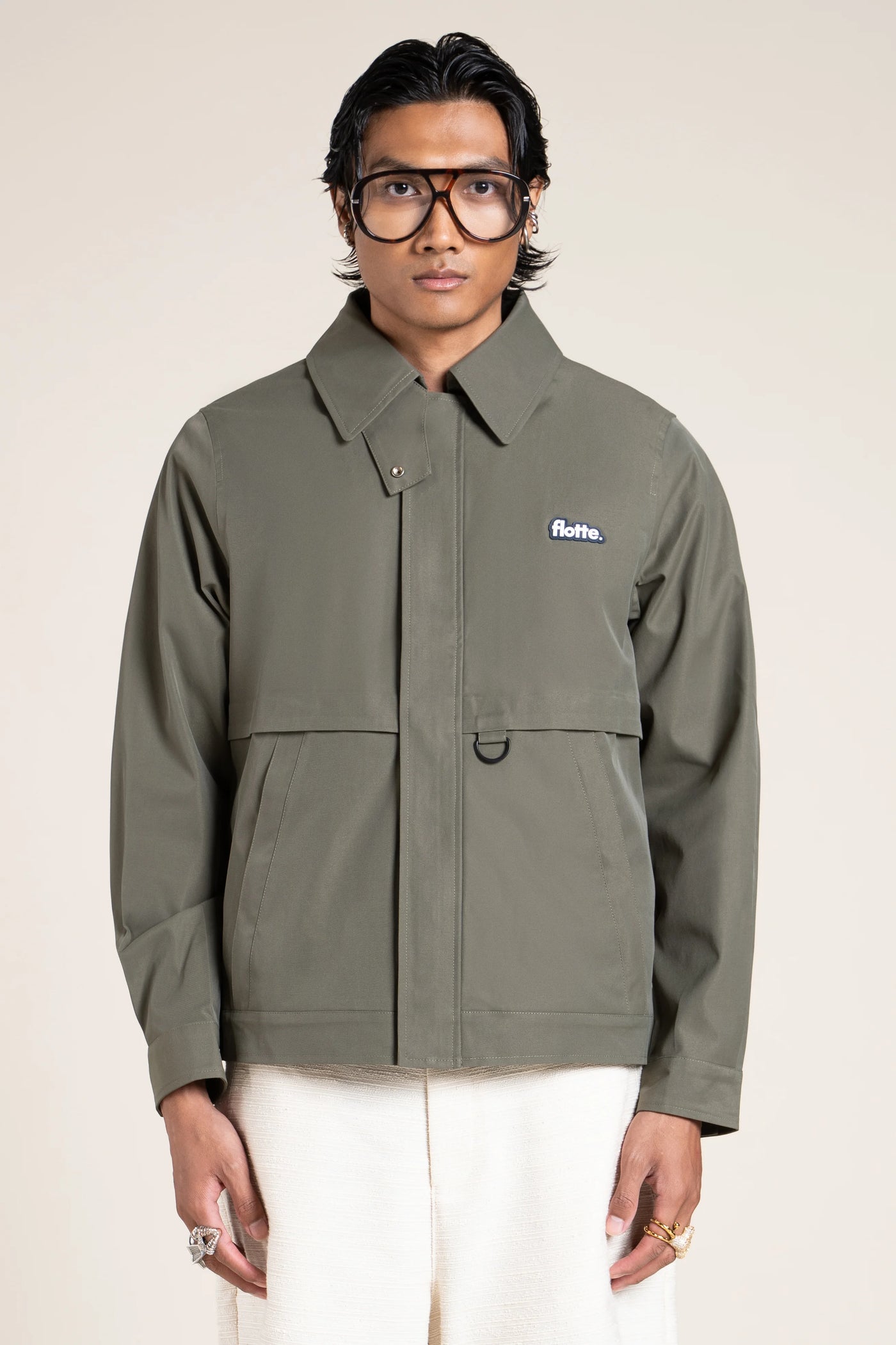 Ambroise - Veste Droite - Flotte couleur kaki  