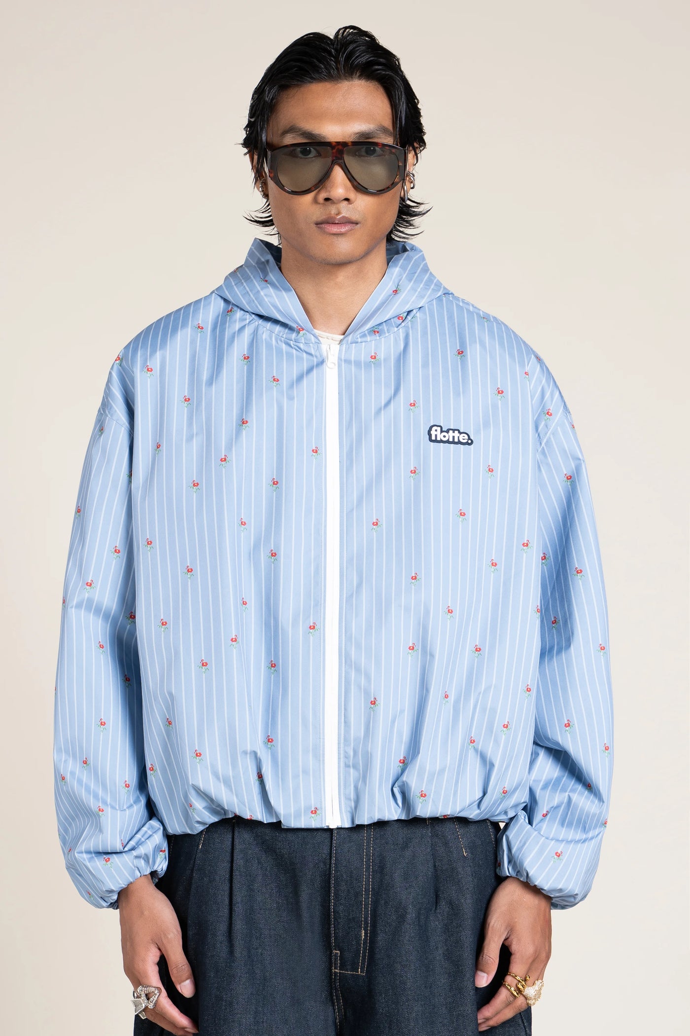 Darius - Blouson bomber - Flotte couleur imprimé oxford bleu 