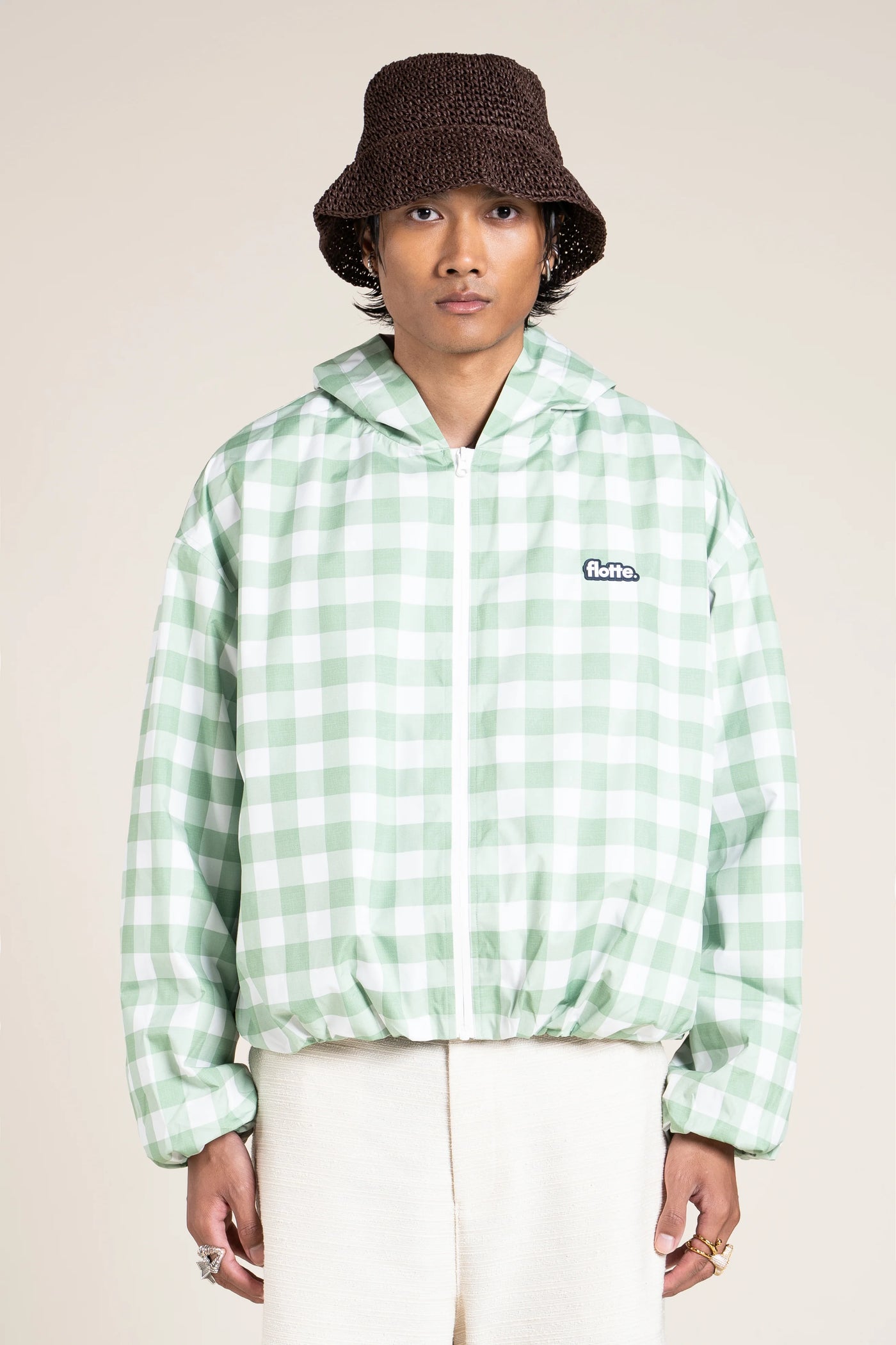 Darius - Blouson bomber - Flotte couleur imprimé vichy vert 