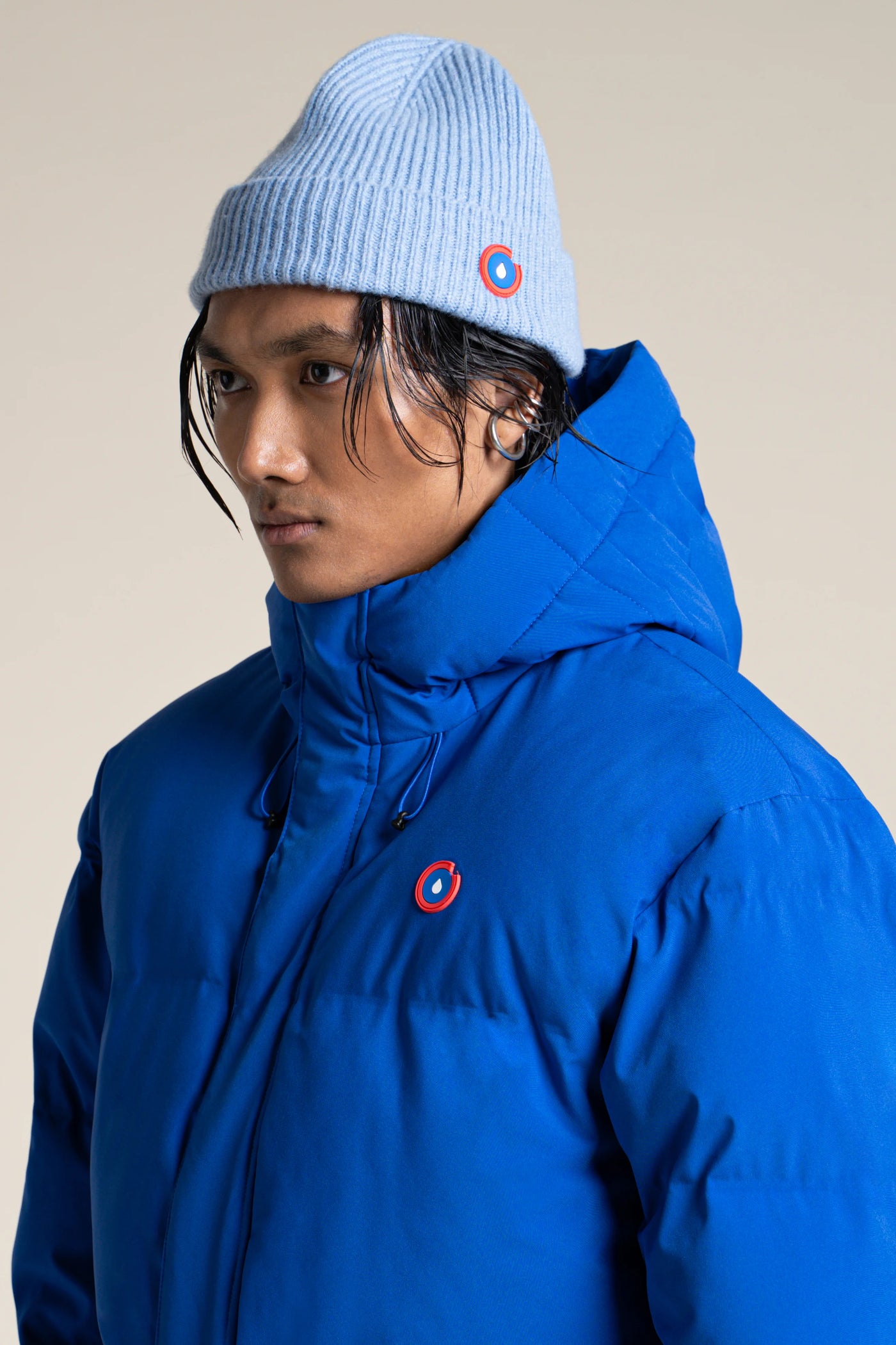 Doudoune mi-longue imperméable - #couleur_bleu-roi