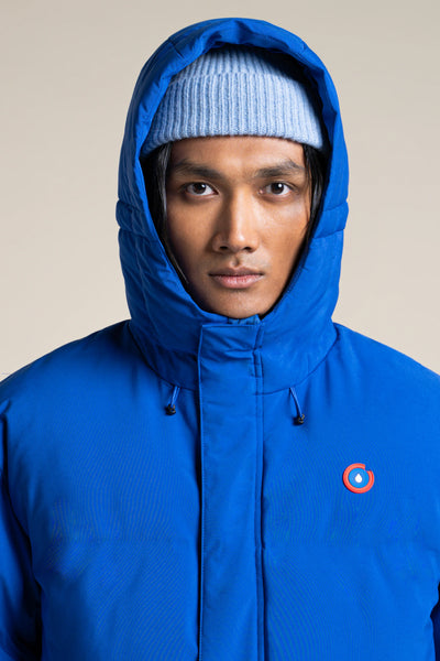 Doudoune mi-longue imperméable - #couleur_bleu-roi