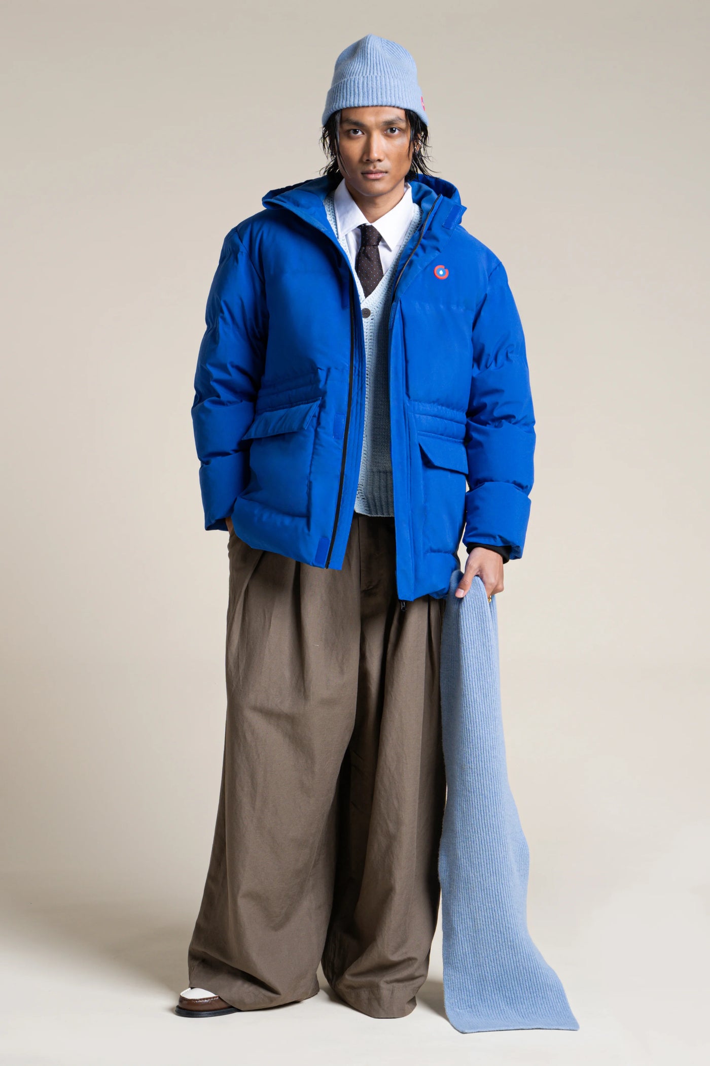 Doudoune mi-longue imperméable - #couleur_bleu-roi