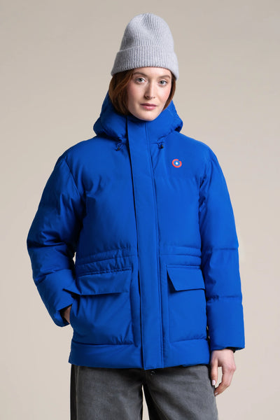 Doudoune mi-longue imperméable - #couleur_bleu-roi