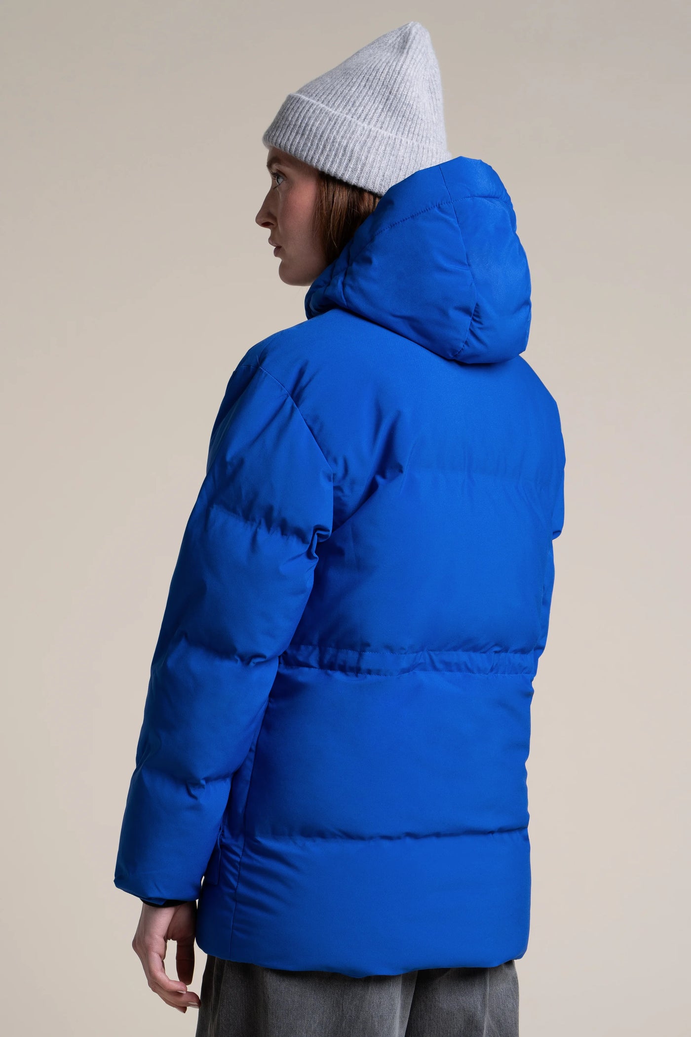 Doudoune mi-longue imperméable - #couleur_bleu-roi