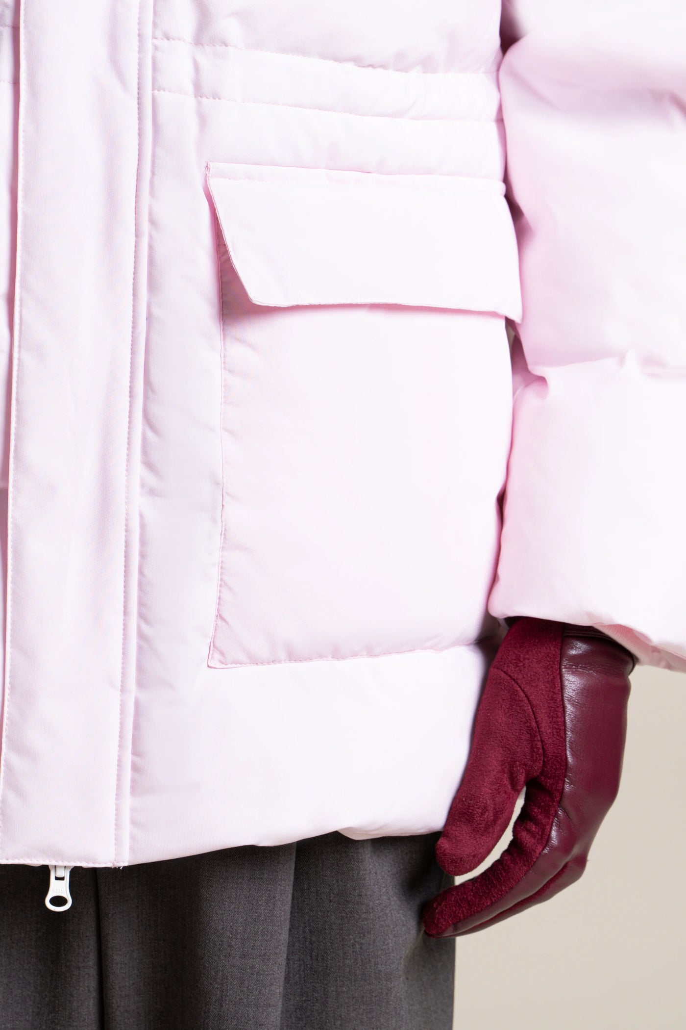 Doudoune mi-longue imperméable - #couleur_marshmallow