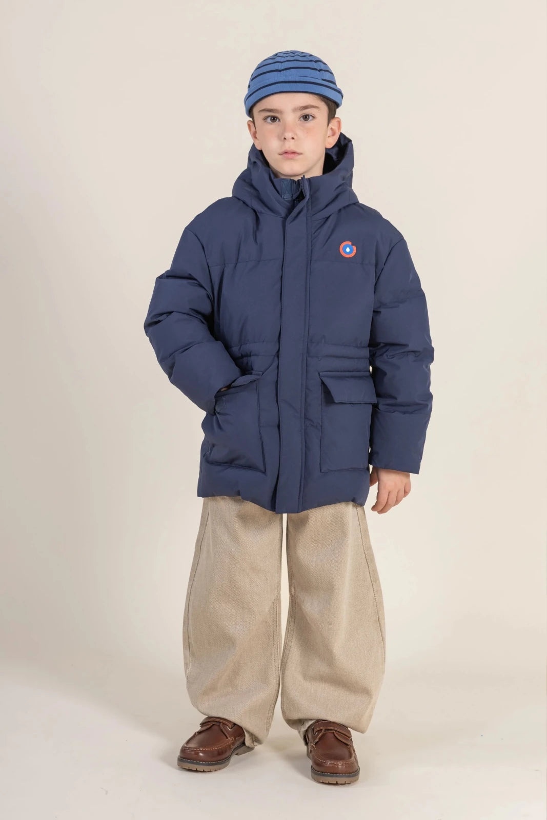 Doudoune pour enfant mi-longue imperméable - couleur indigo bleu 